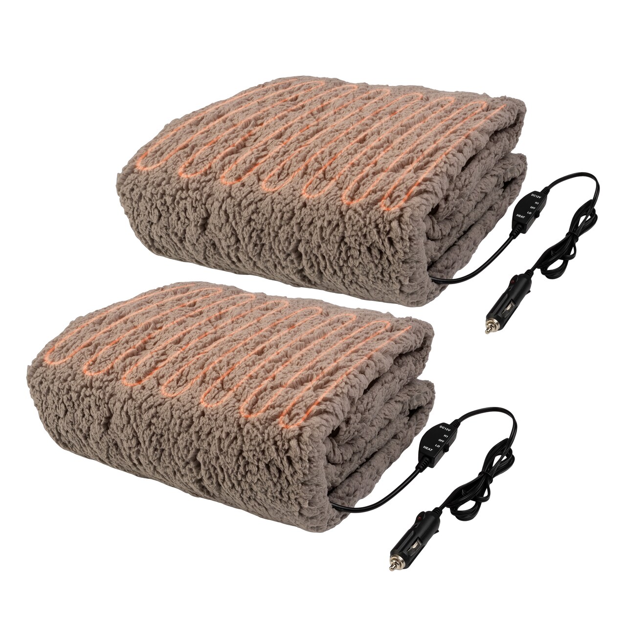 Stalwart 2 Pack Heated Blanket Set Portable 12V Electric Blue Car Truck Rv